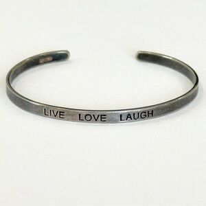 Vintage FAS Sterling Silver 925 Live Love Laugh Cuff Bracelet Adjustable